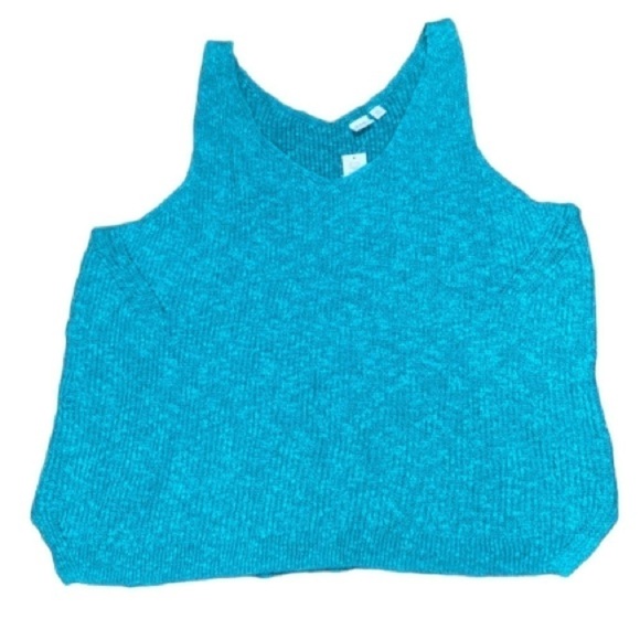 Gap Sleeveless shirt XXL NEW Green Double V-Neck Ribbed Tank Top Linen - Picture 6 of 6